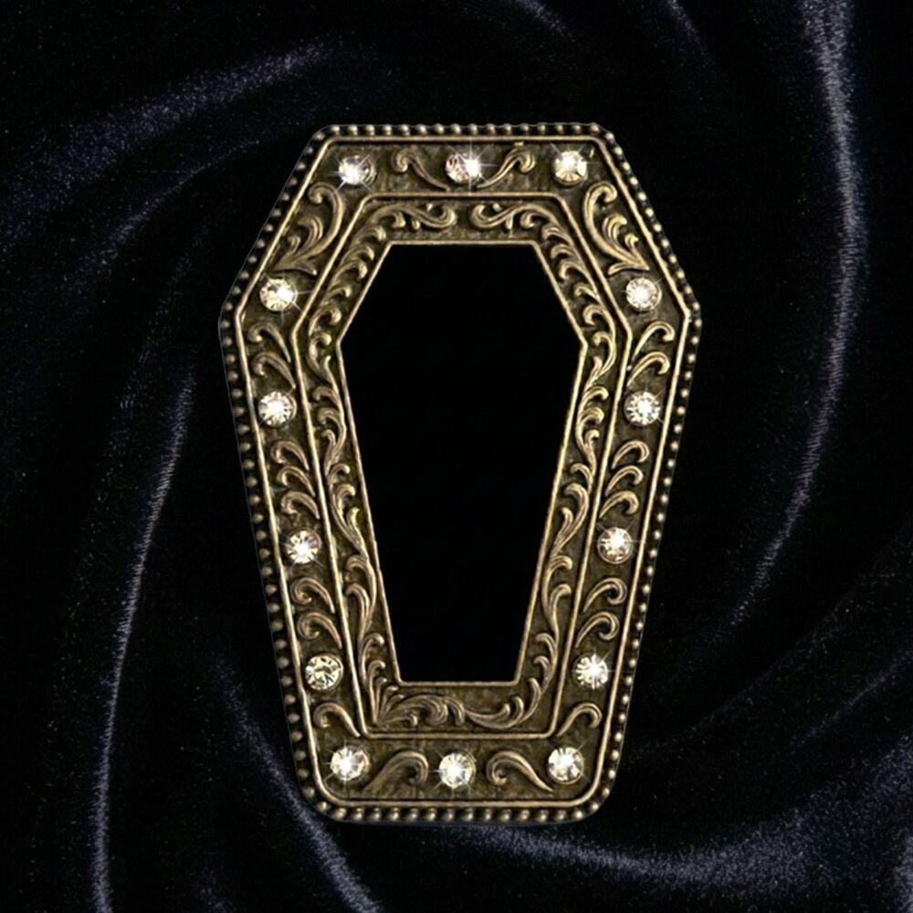 Black coffin with rhinestone details